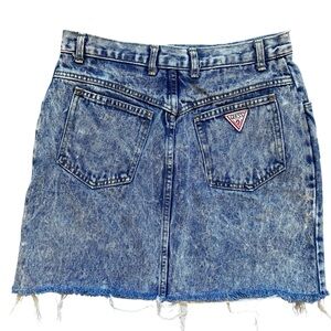 Vintage Guess Skirt Acid Wash Georges Marciano High Waisted Raw Hem Denim 32